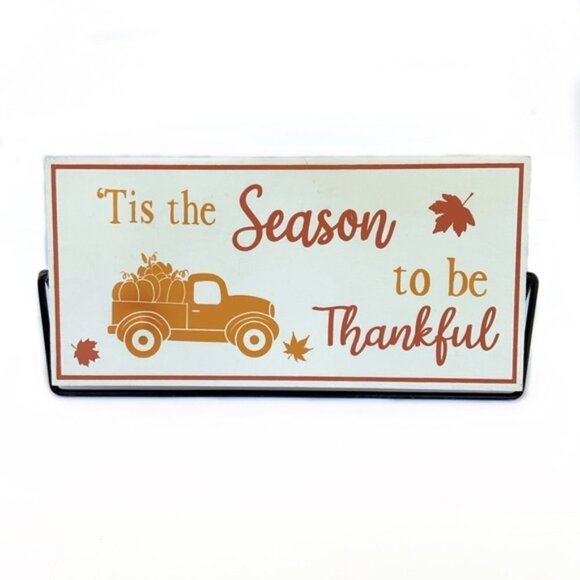 Autumn Rotating 2 Sided Sign Freestanding Table Counter Decoration Metal Stand - Picture 7 of 10